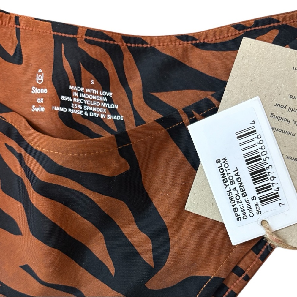 Stone Fox Swim Bengal Tiger Loza bikini top Zola bottom swim set Size Small NWT - Picture 2 of 9
